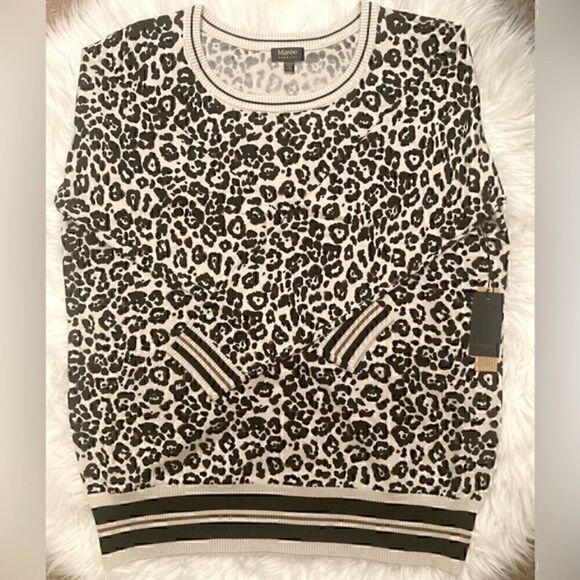 NWT Maree Pour Toi Animal Print Long Sleeve Crew Neck Sweater Size 16/18 - Picture 3 of 9